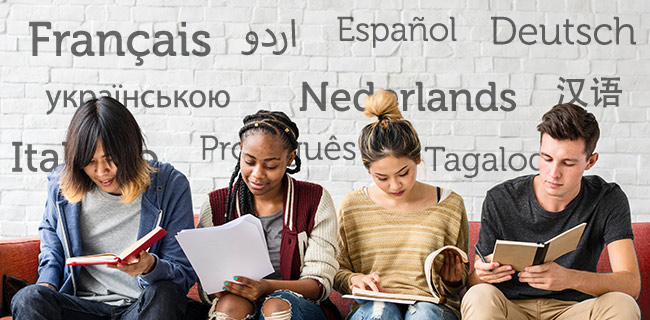 People reading multilingual books