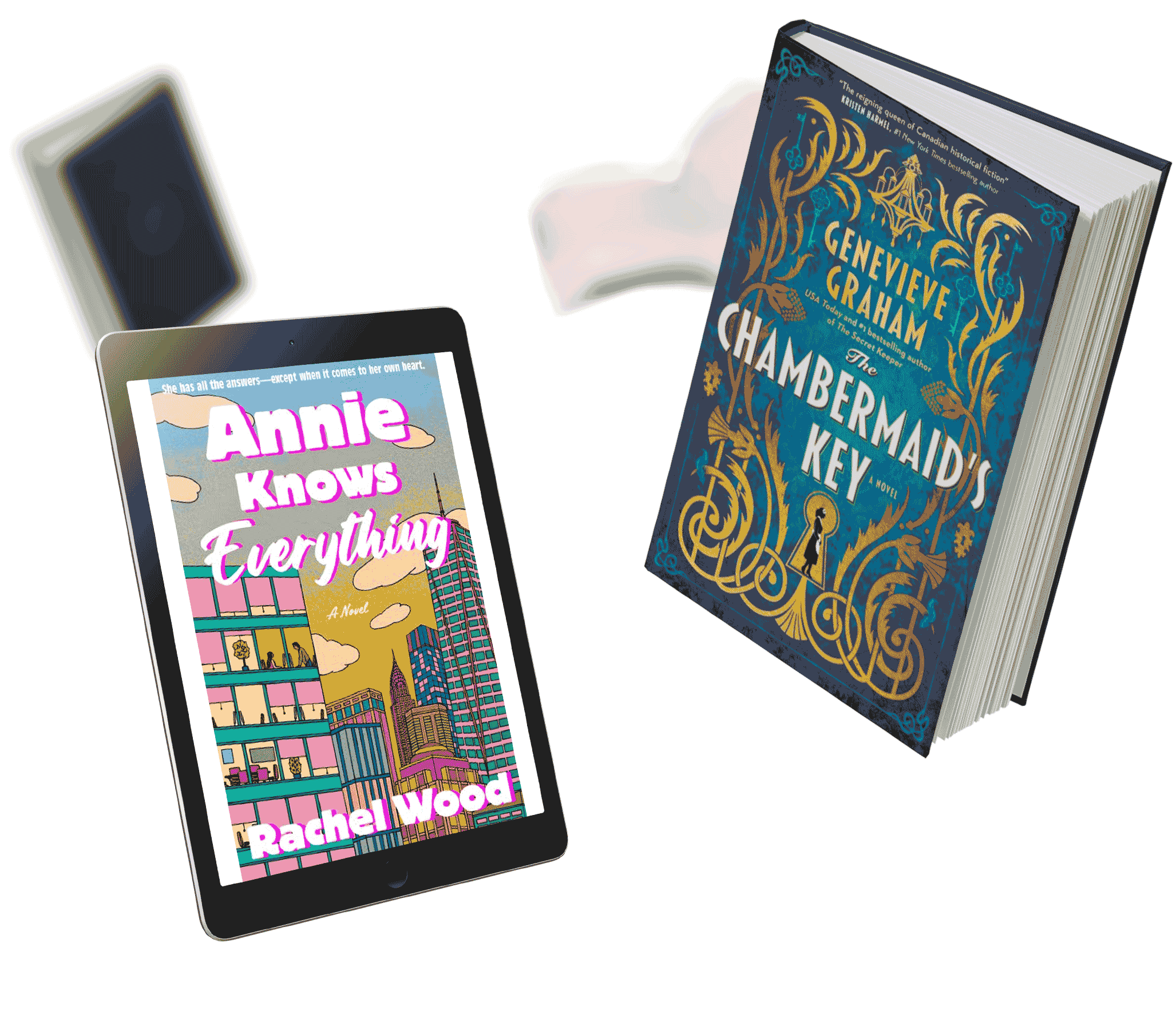 floating books and ebook